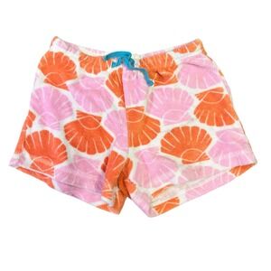 Mini Boden Terry Shorts Girls‎ Size 6Y Pink Orange Seashells Beach Summer